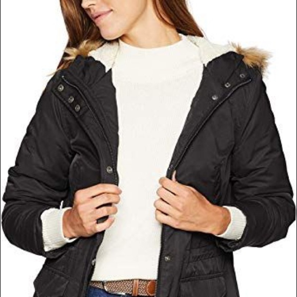 Levi’s mid length Parka Jacket Coat Sherpa black